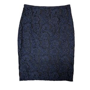 SET Womens Size 2 Navy‎ Blue/Black Lace Pencil Skirt